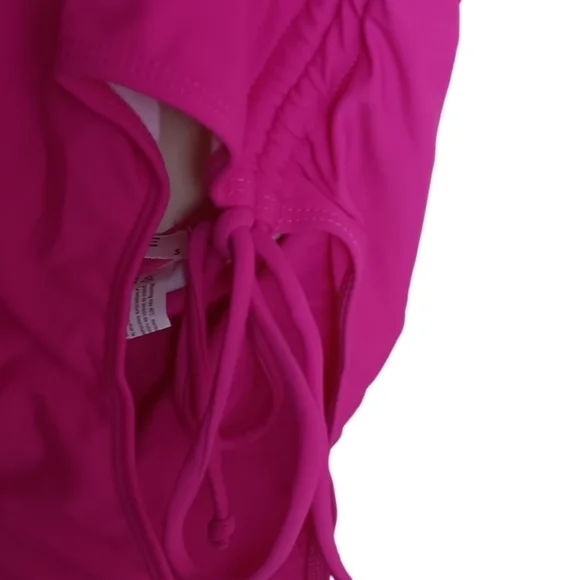 Al'mage Women's Hot Pink One Piece Swimsuit Mesh Halter Drawstring.… - Picture 3 of 5